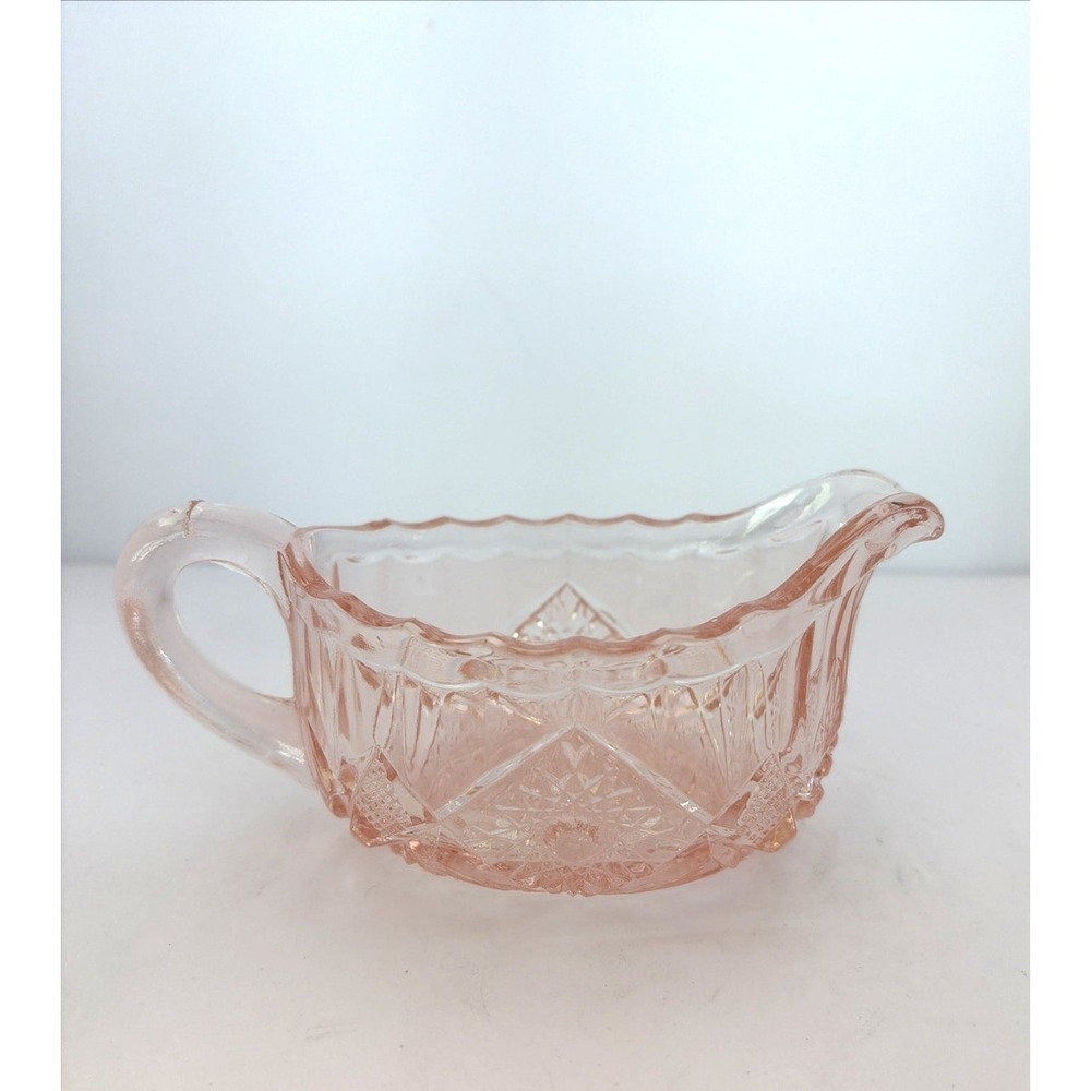 Pink Depression Glass Sunflowers And Diamonds Creamer Vintage‎ Dainty